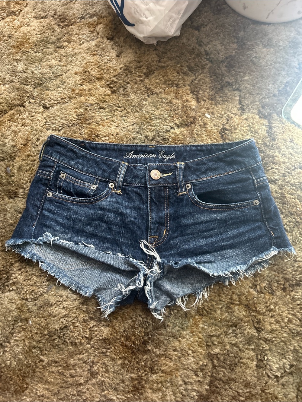 American Eagle Outfitters Indigo Blue Frayed Denim Cutoff Shorts